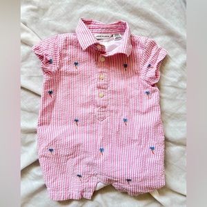 Janie & Jack Stripe Palm Tree Shortall Romper Outfit 0-3